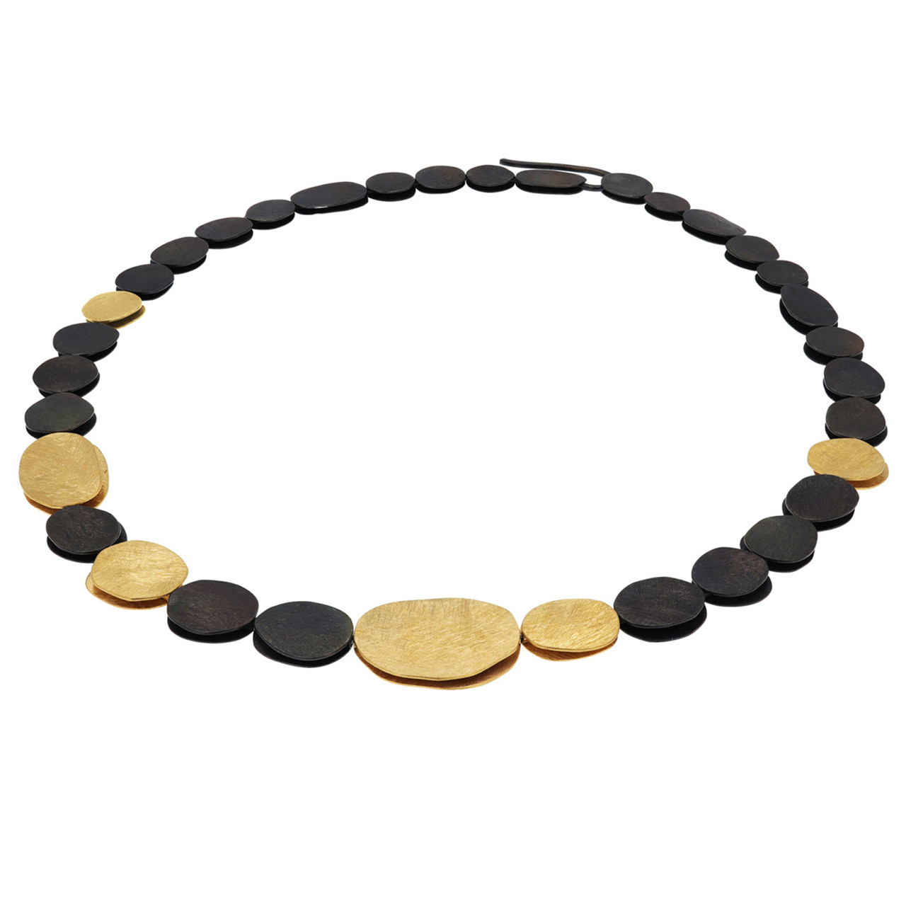 Brown & Gold Plated Textured Pebble Necklace, Deco Echo, tomfoolery