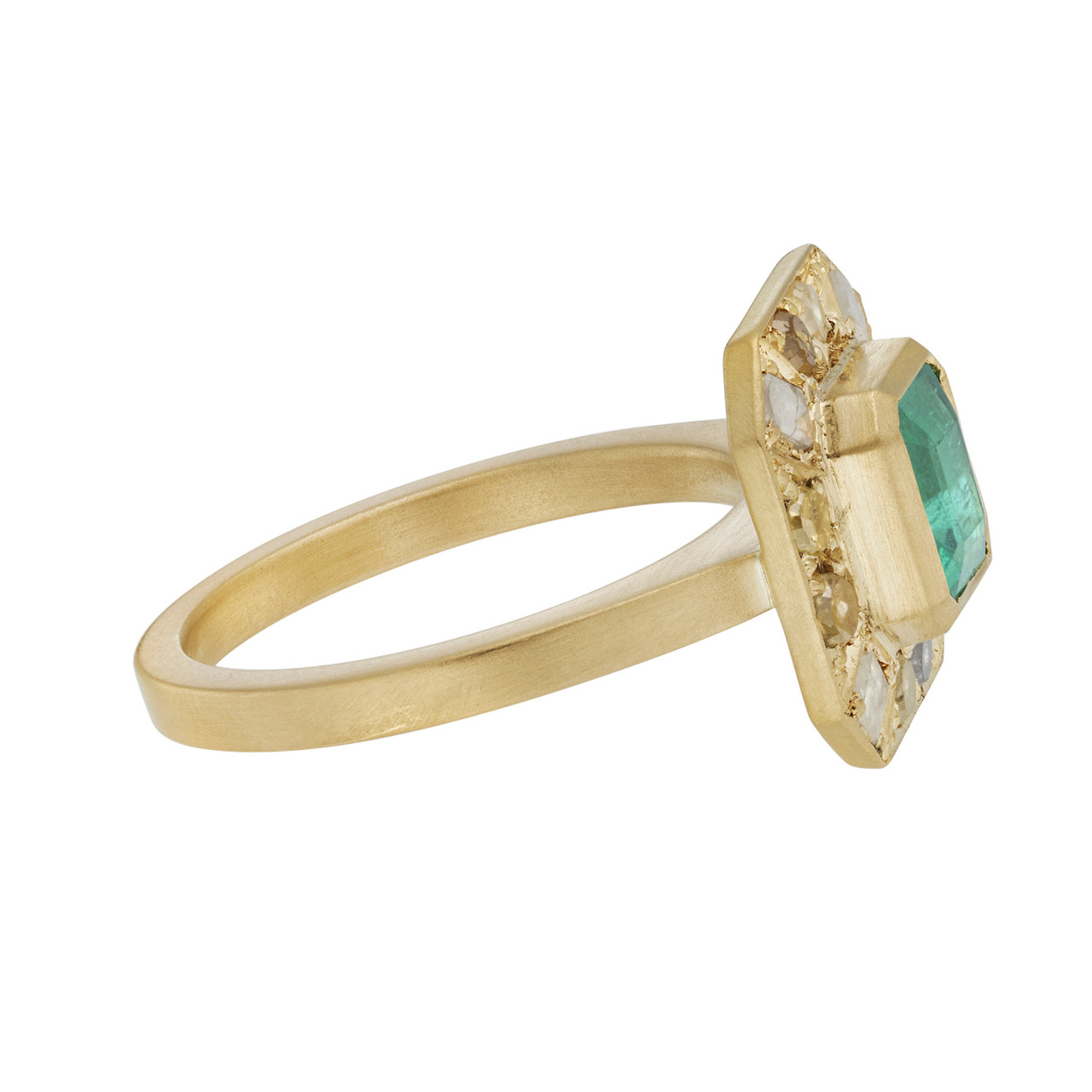 18ct Yellow Gold Puzzle Emerald and Mixed Cut Diamond Ring, tf House - Muse, tomfoolery