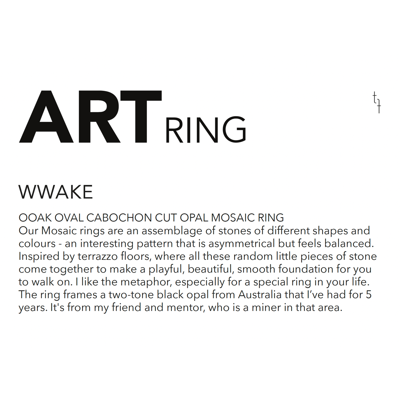 Oval Cabochon Opal Mosaic Art Ring by WWAKE available at tomfoolery London as a part of Art Ring 2023 exhibition.