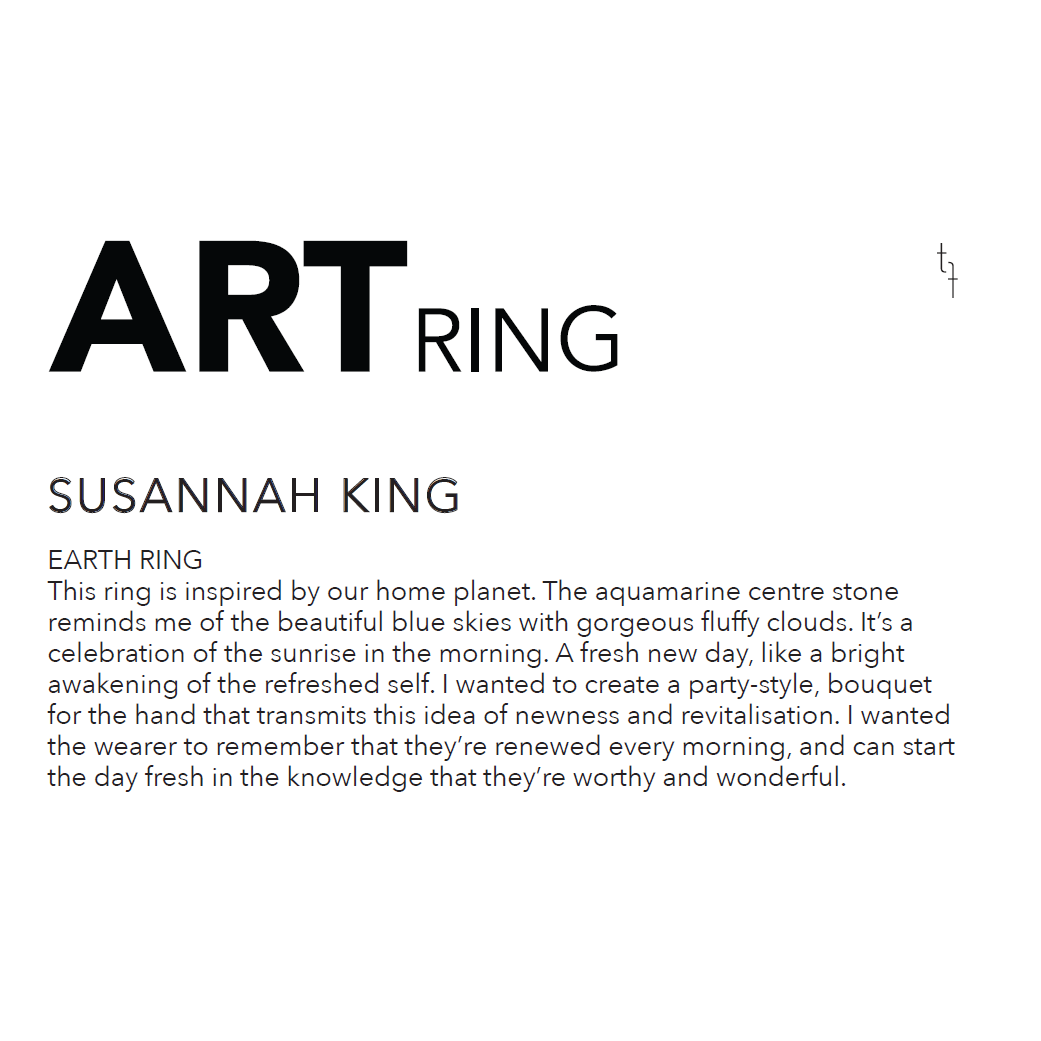 Earth Art Ring, Susannah King, tomfoolery London, Art Ring 2023 exhibition