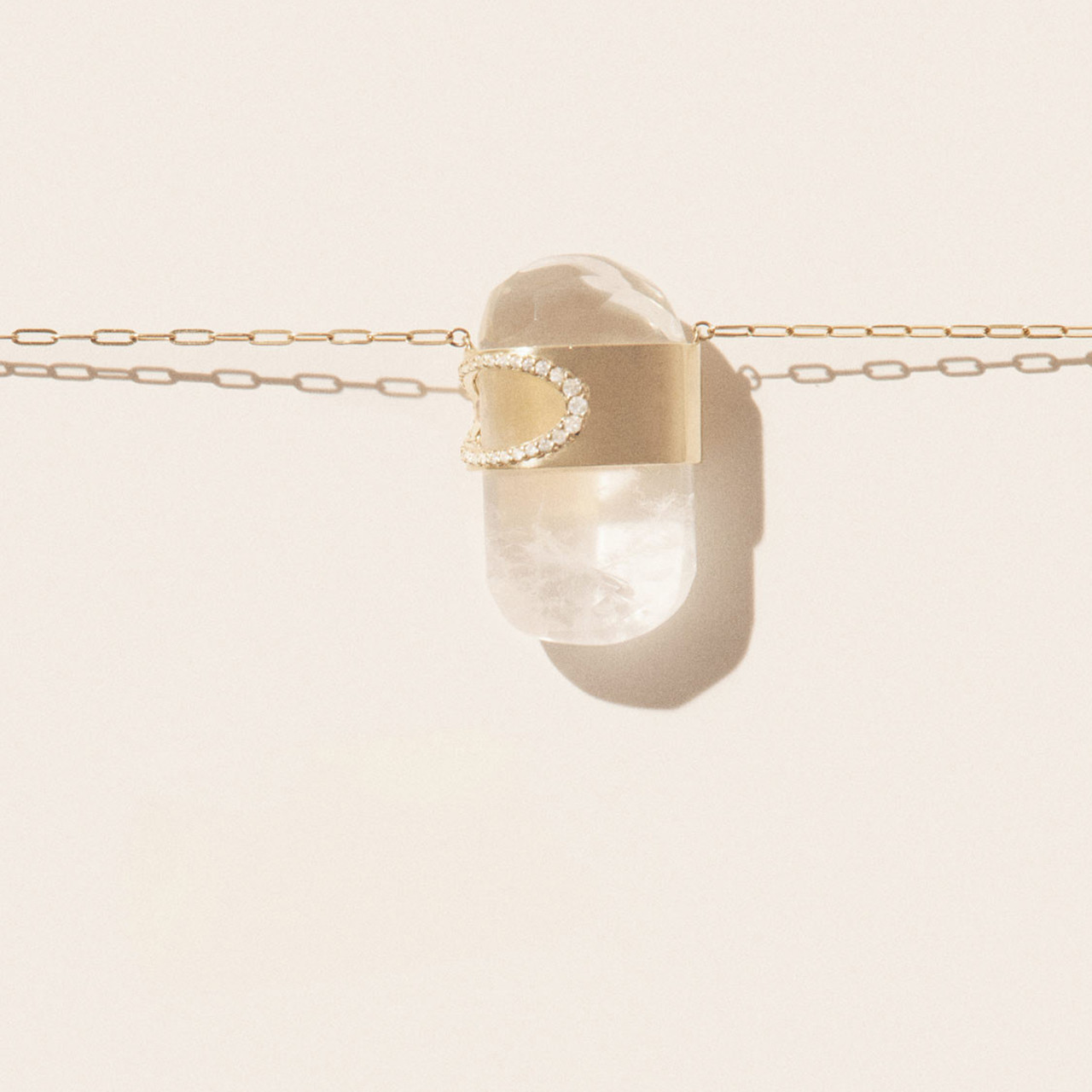 Gigi N°2 Yellow Gold, Crystal & White Sapphire Pendant, Pascale Monvoisin, tomfoolery