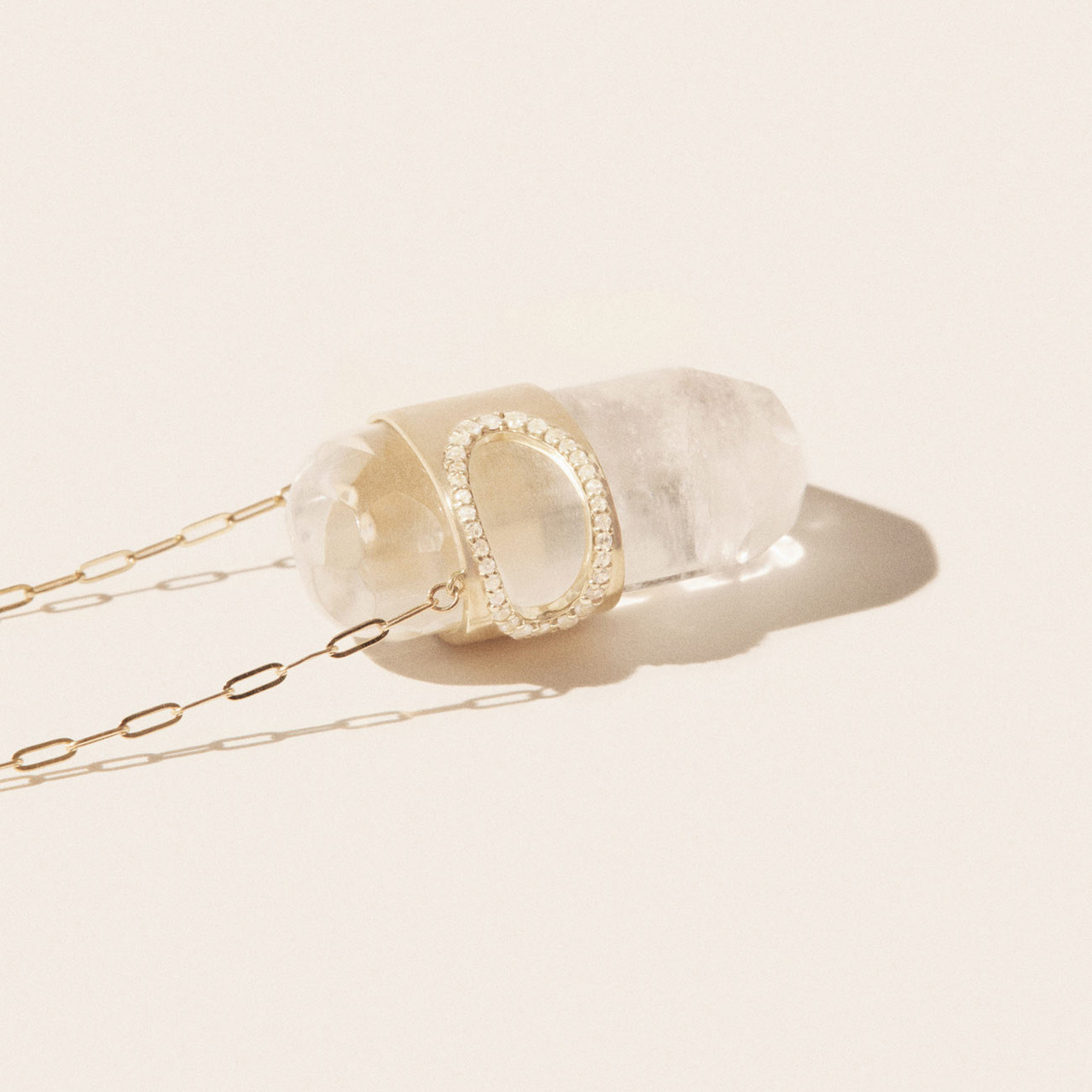 Gigi N°2 Yellow Gold, Crystal & White Sapphire Pendant, Pascale Monvoisin, tomfoolery