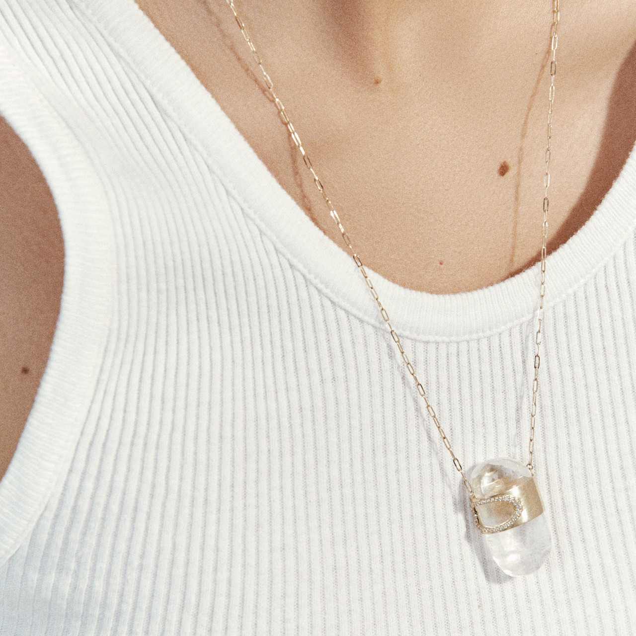 Gigi N°2 Yellow Gold, Crystal & White Sapphire Pendant, Pascale Monvoisin, tomfoolery