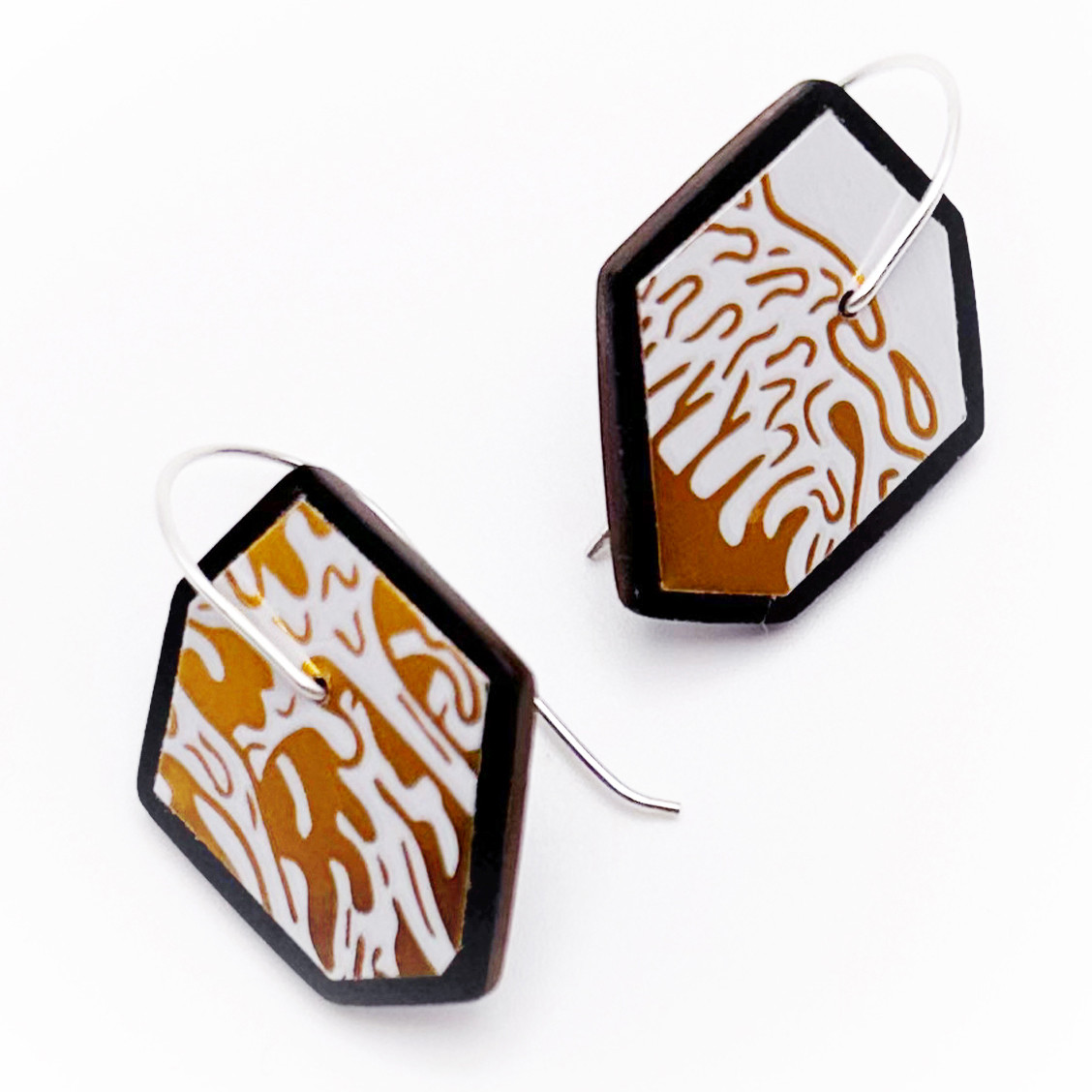 Brew Recycled Drop Earrings in Gold & White, Zulay & Stephanie Smith, tomfoolery