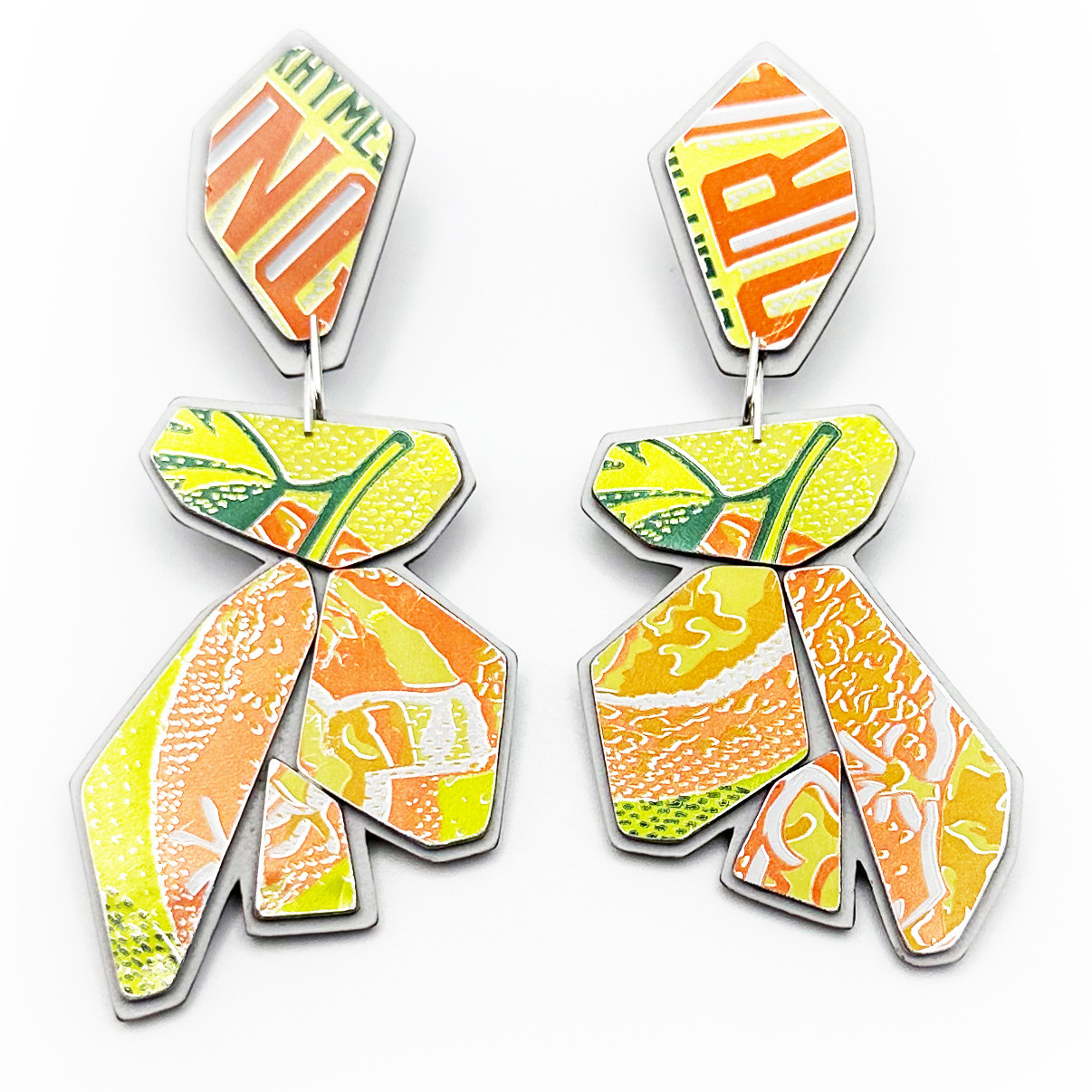 Geo Brew Recycled Drop Earrings in Neon Orange, Zulay & Stephanie Smith, tomfoolery