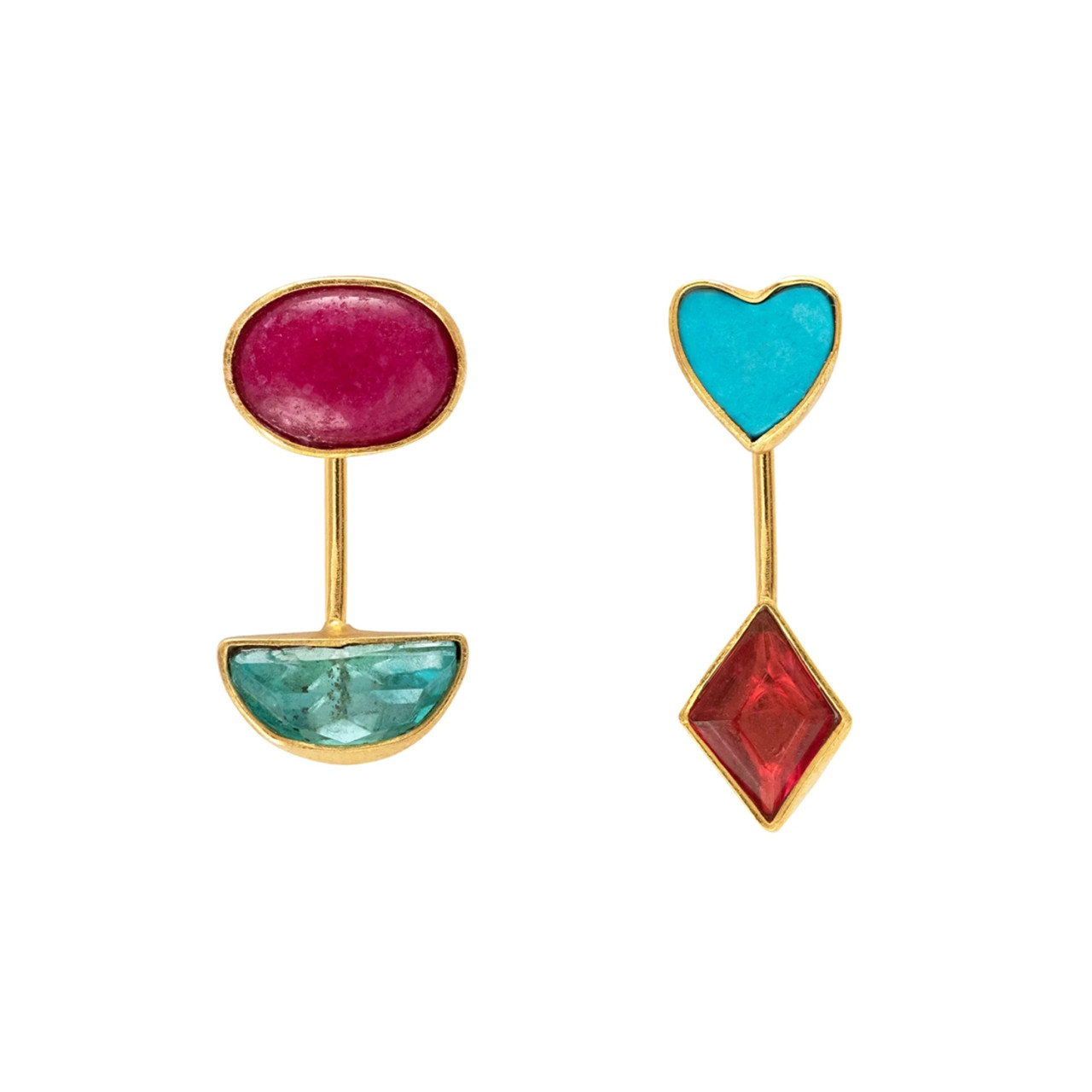 Turquoise & Red Detachable Drop Earrings, Grainne Morton, tomfoolery