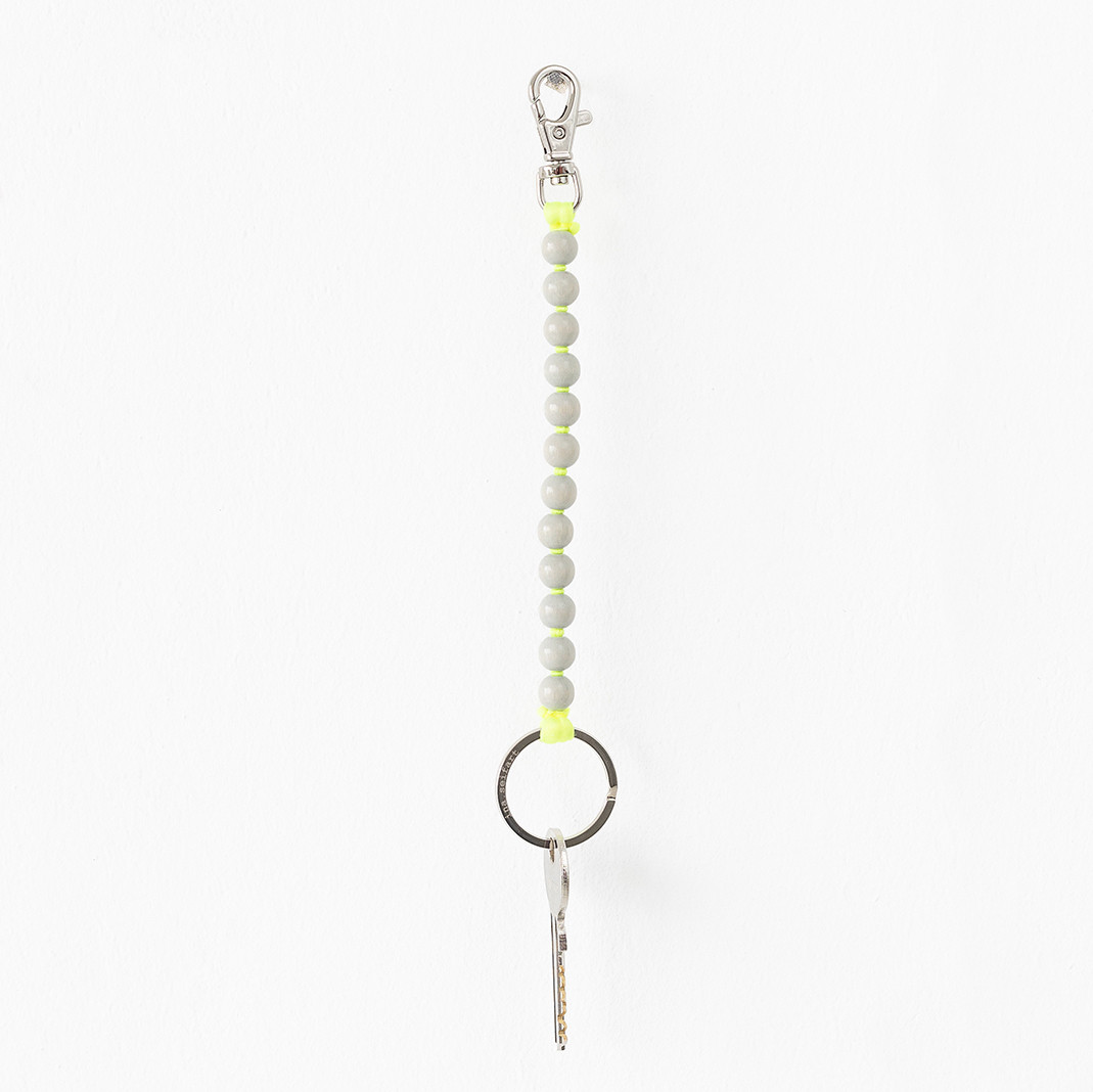 Light Grey & Neon Yellow Perlen Short Wooden Beaded iPhone & Keychain, Ina Seifart, tomfoolery