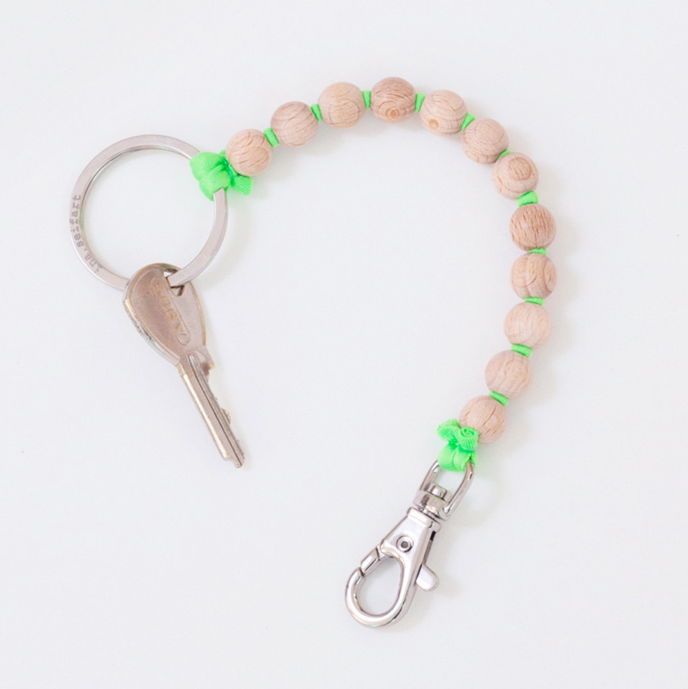 Natural & Neon Green Perlen Short Wooden Beaded iPhone & Keychain