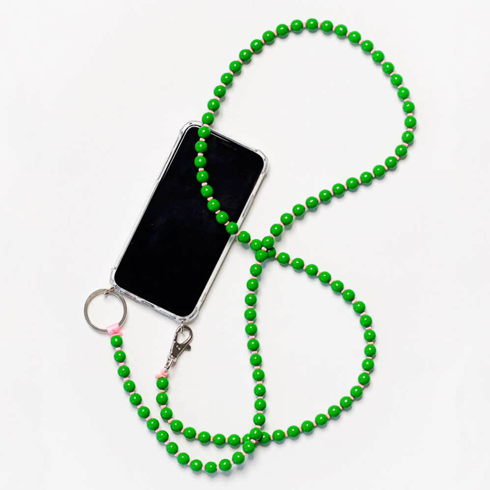 Green & Rose Perlen Wooden Beaded iPhone Necklace & Keychain, Ina Seifart, tomfoolery