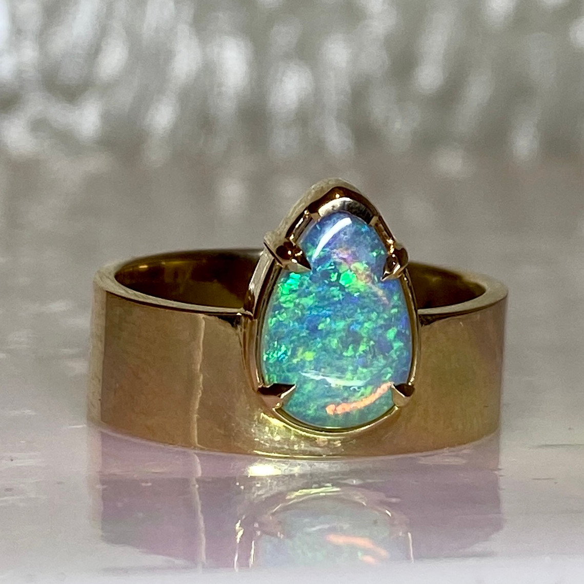 One-Of-A-Kind Pear Cabochon Cut Opal Monolith No. 21 Ring, WWAKE, tomfoolery