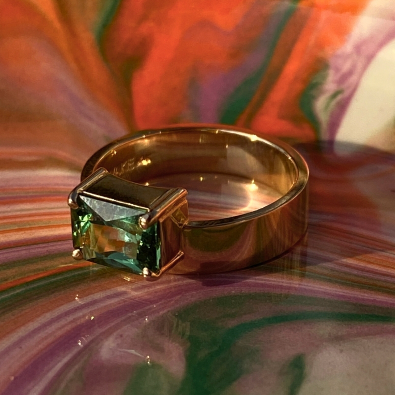 One-Of-A-Kind Seafoam Green Tourmaline Radiant Cut Monolith No. 15 Ring, WWAKE, tomfoolery