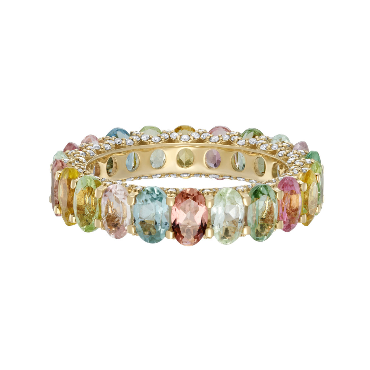 Pastel Oval Tourmaline Full Eternity Ring - Tomfoolery London