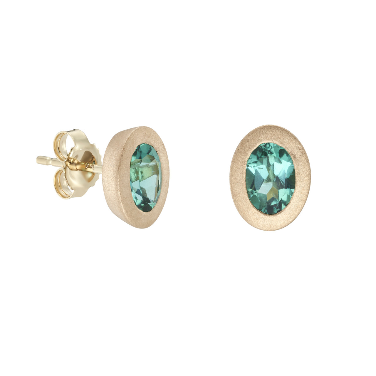 Solo Bezel Set Green Tourmaline Studs, tf House - Infinite, tomfoolery