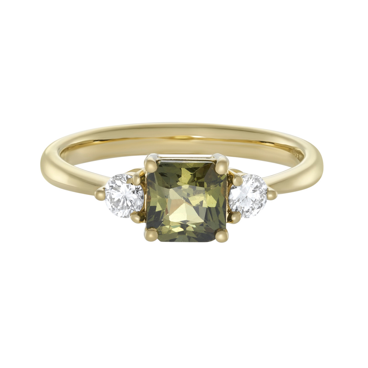 Trio Green Sapphire and Diamond Three Stone Ring, tf House - Infinite, tomfoolery