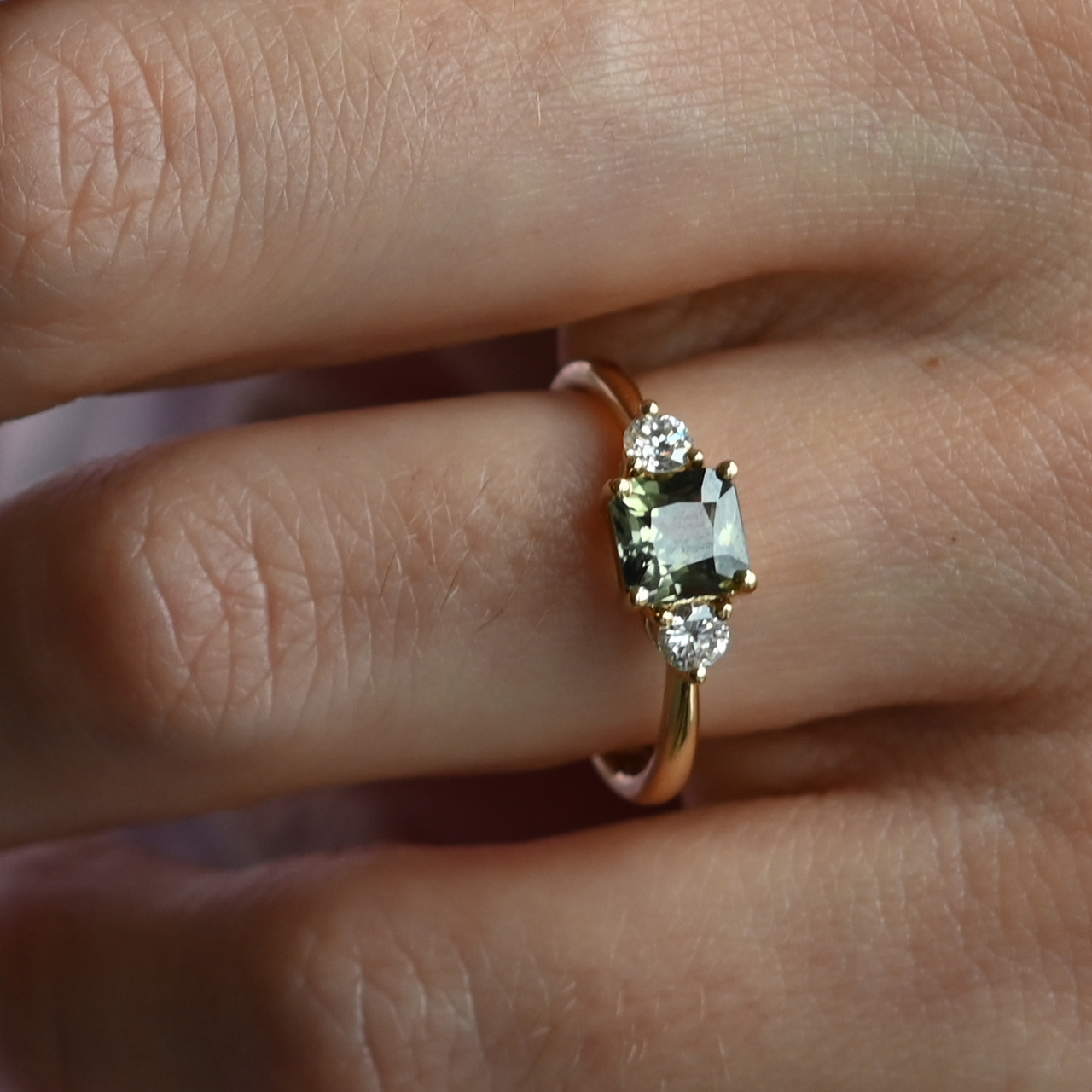 Jasmine Ring with a 2.18 Carat Oval Green Sapphire and Light Green Dia –  Midwinter Co. Alternative Bridal Rings and Modern Fine Jewelry