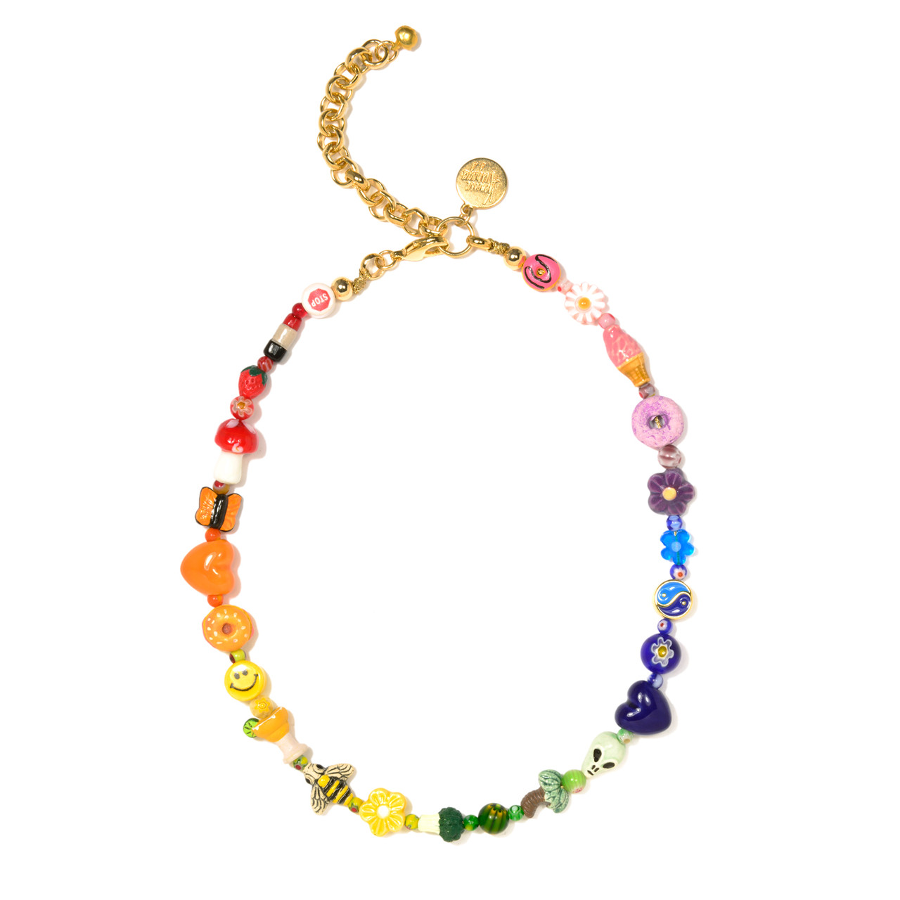 Rainbow Surprise Beaded Ceramic Necklace, Venessa Arizaga, tomfoolery