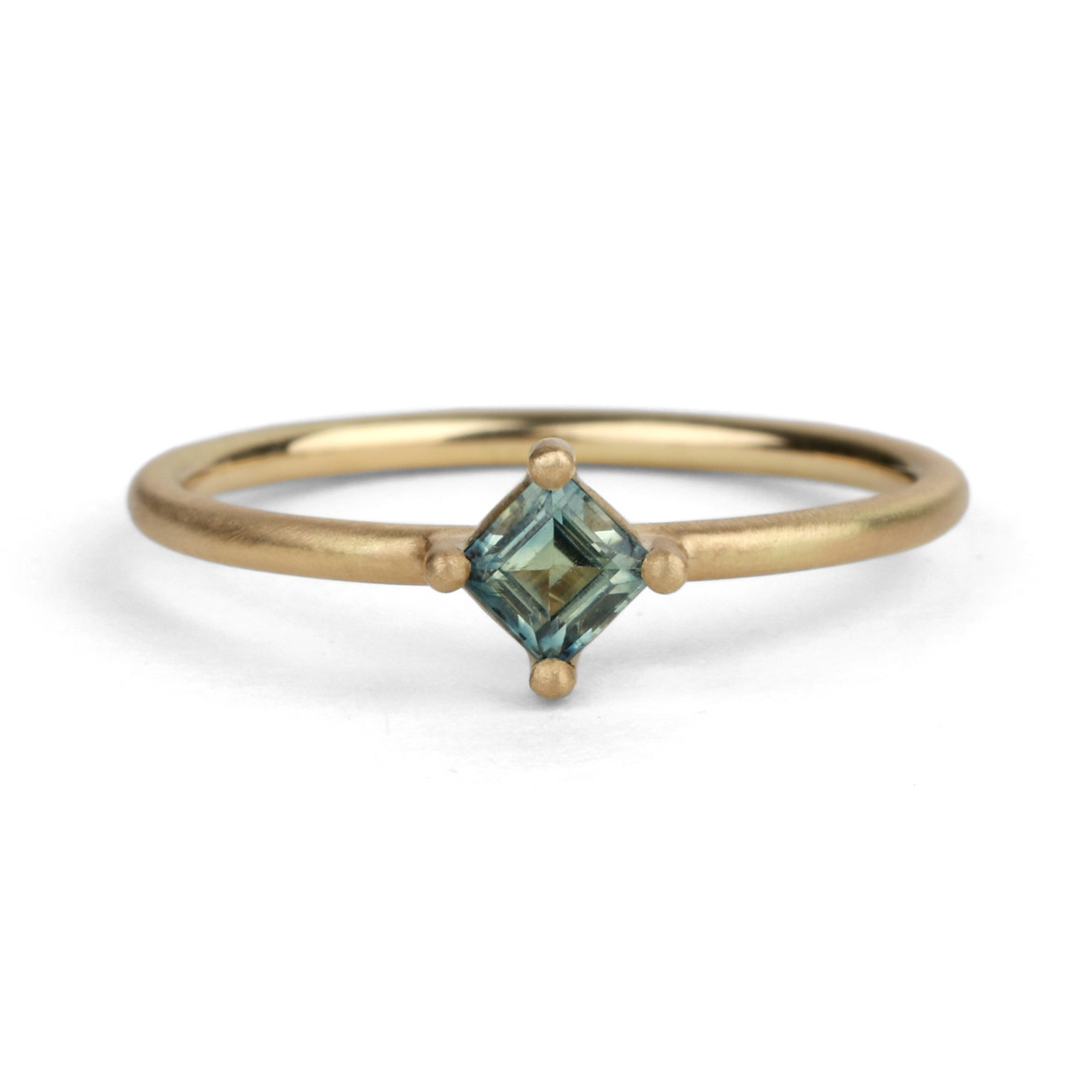 Square Solo Sapphire Slim Ring, Shimmel & Madden, Tomfoolery London