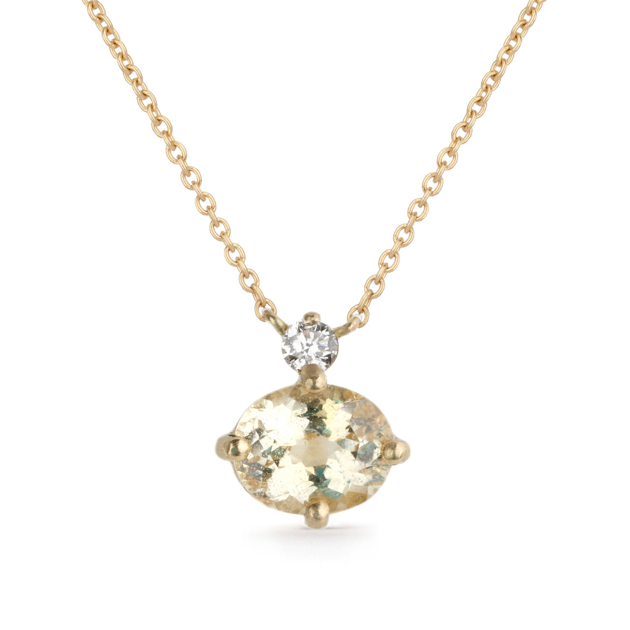 Yellow Sapphire & Diamond Oval Duo Pendant, Shimmel & Madden, Tomfoolery London