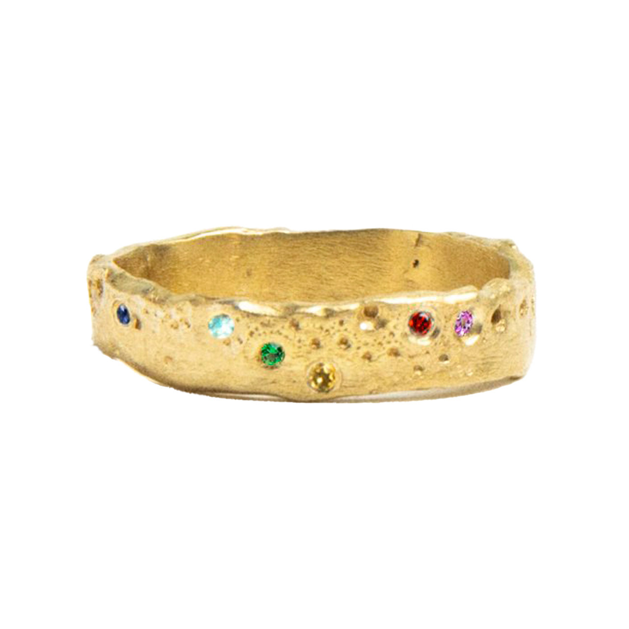 Gold Erizo Ring with Rainbow Sapphires, Maria Beltran, tomfoolery