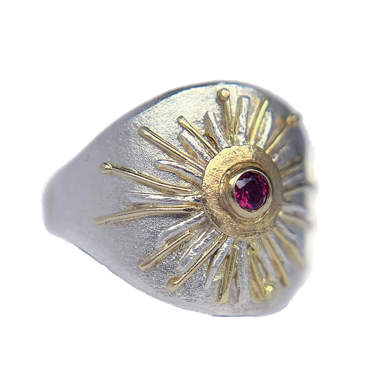 Silver & Garnet Shield Signet Ring, Claire Macfarlane, tomfoolery