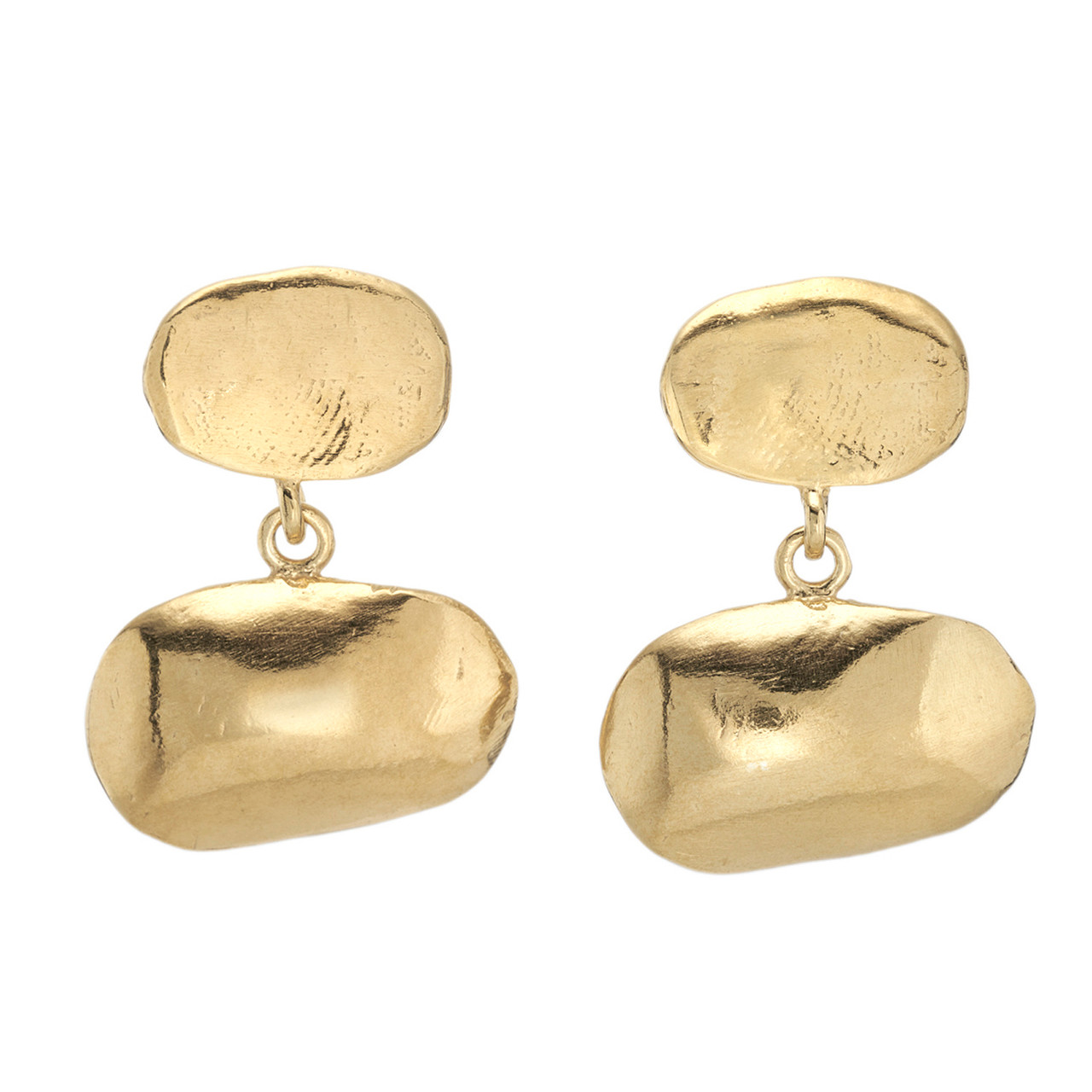 Bianca Gold Duo Pebble Drop Earrings, Karen Hallam, tomfoolery