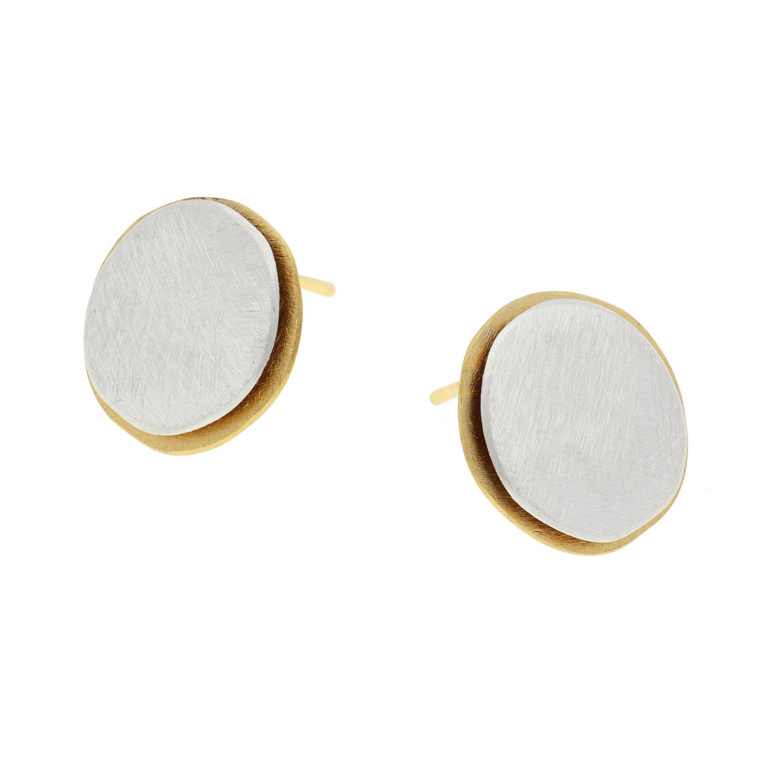 Silver & Gold Double Disc Round Studs, Deco Echo, tomfoolery