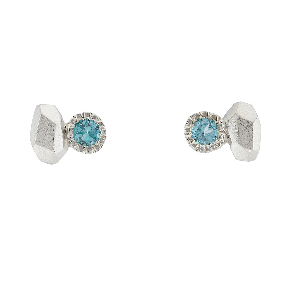 Silver Duo Mini Studs with Blue Topaz, Maria Manola, tomfoolery