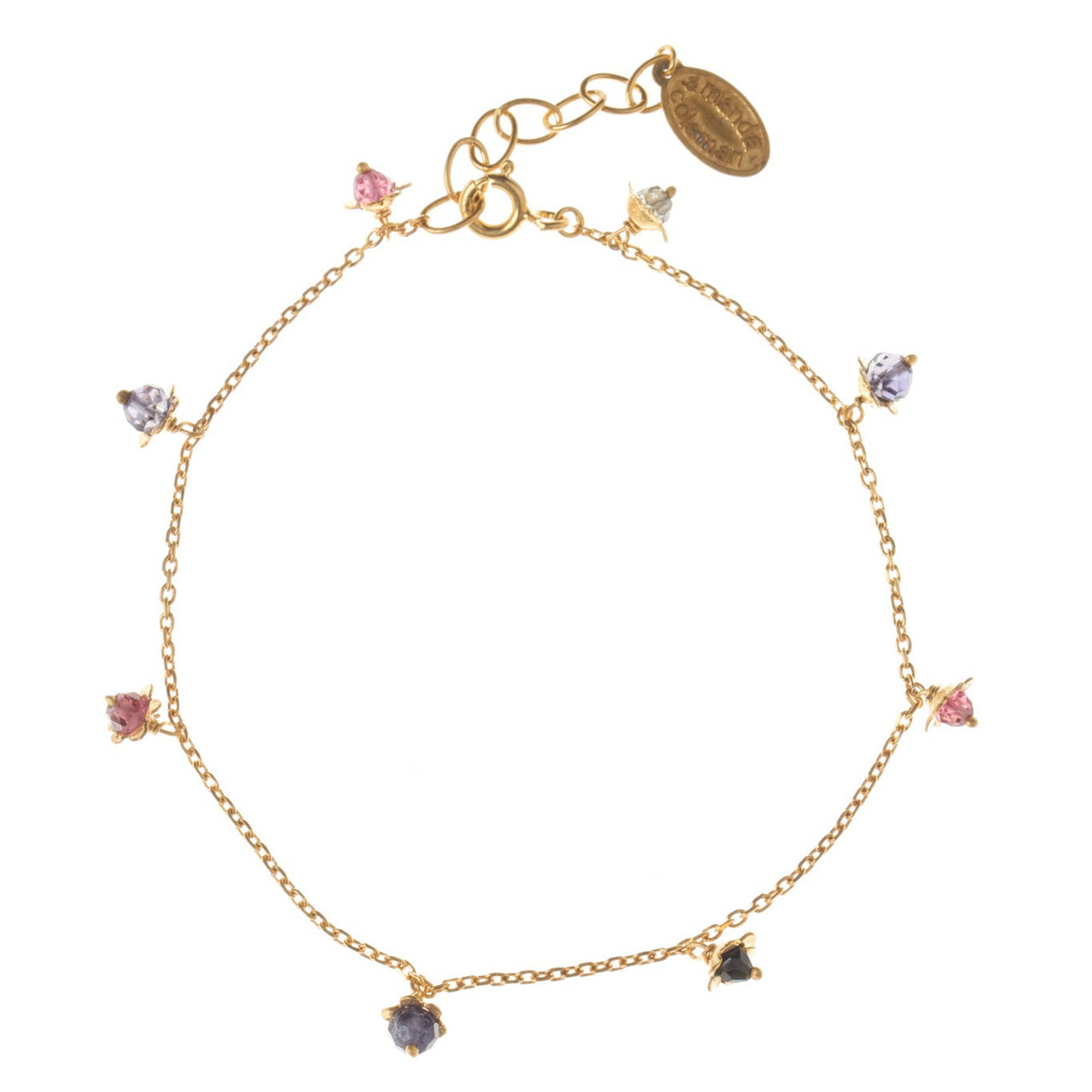 Gold & Tourmaline Floral Charm Bracelet, Amanda Coleman, tomfoolery