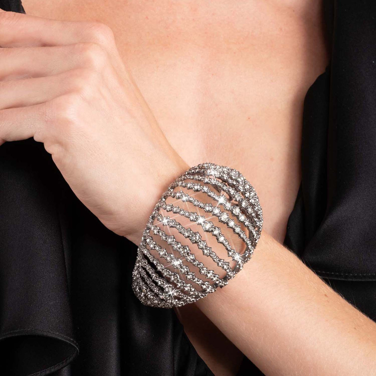 Punk Royale Crystal Orbiting Cuff Bracelet - Tomfoolery London