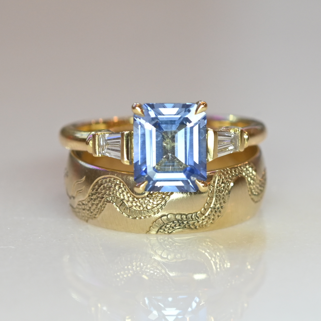 Adelphi Diamond & Octagonal Blue Sapphire Ring, tf House - Art Echo, tomfoolery