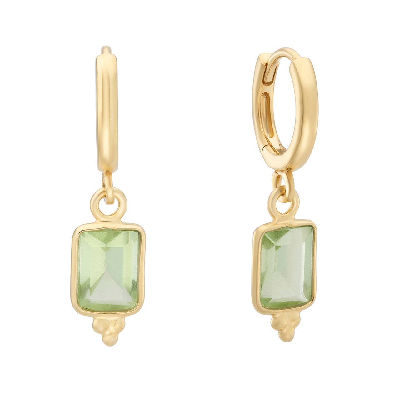 Rectangular Triple Bead Green Amethyst Hoop Earrings, tf House - Beaded, tomfoolery