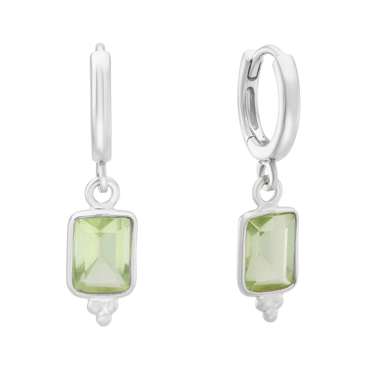 Rectangular Triple Bead Green Amethyst Hoop Earrings, tf House - Beaded, tomfoolery