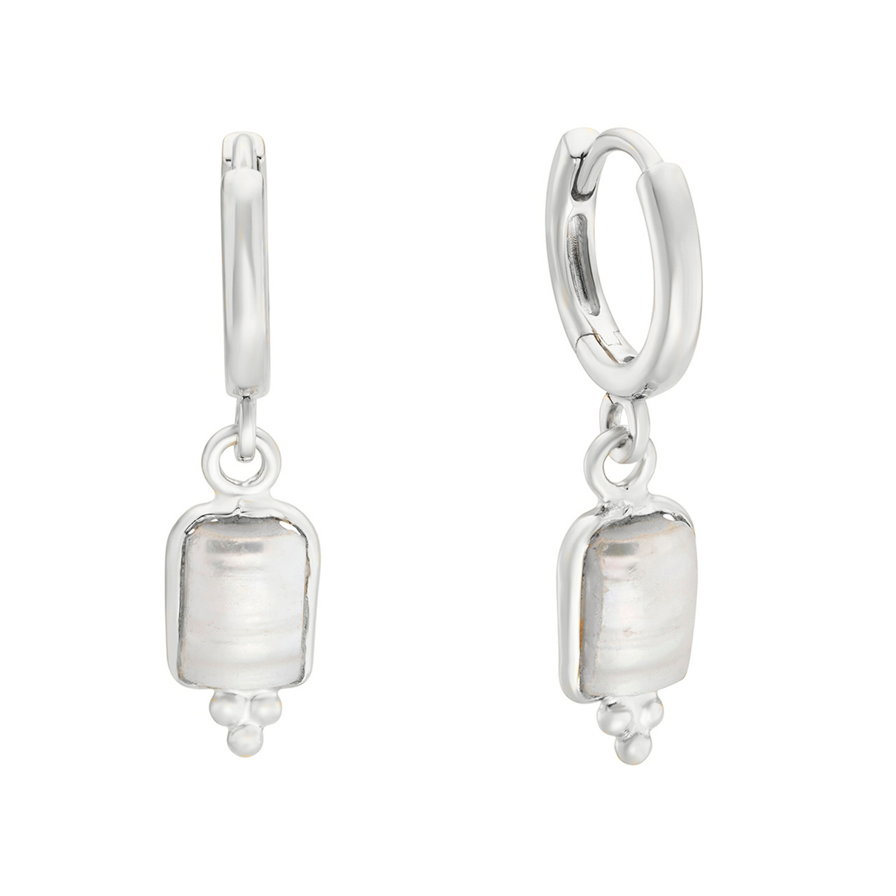 Rectangular Triple Bead Pearl Hoop Earrings, tf House - Beaded, tomfoolery