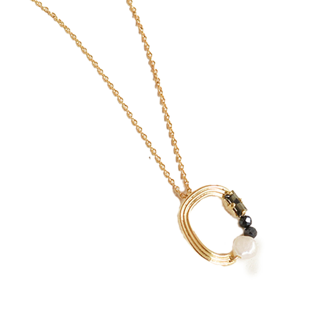 Esma Gold, Spinel & Pearl Oval Pendant, Judith Benita, tomfoolery