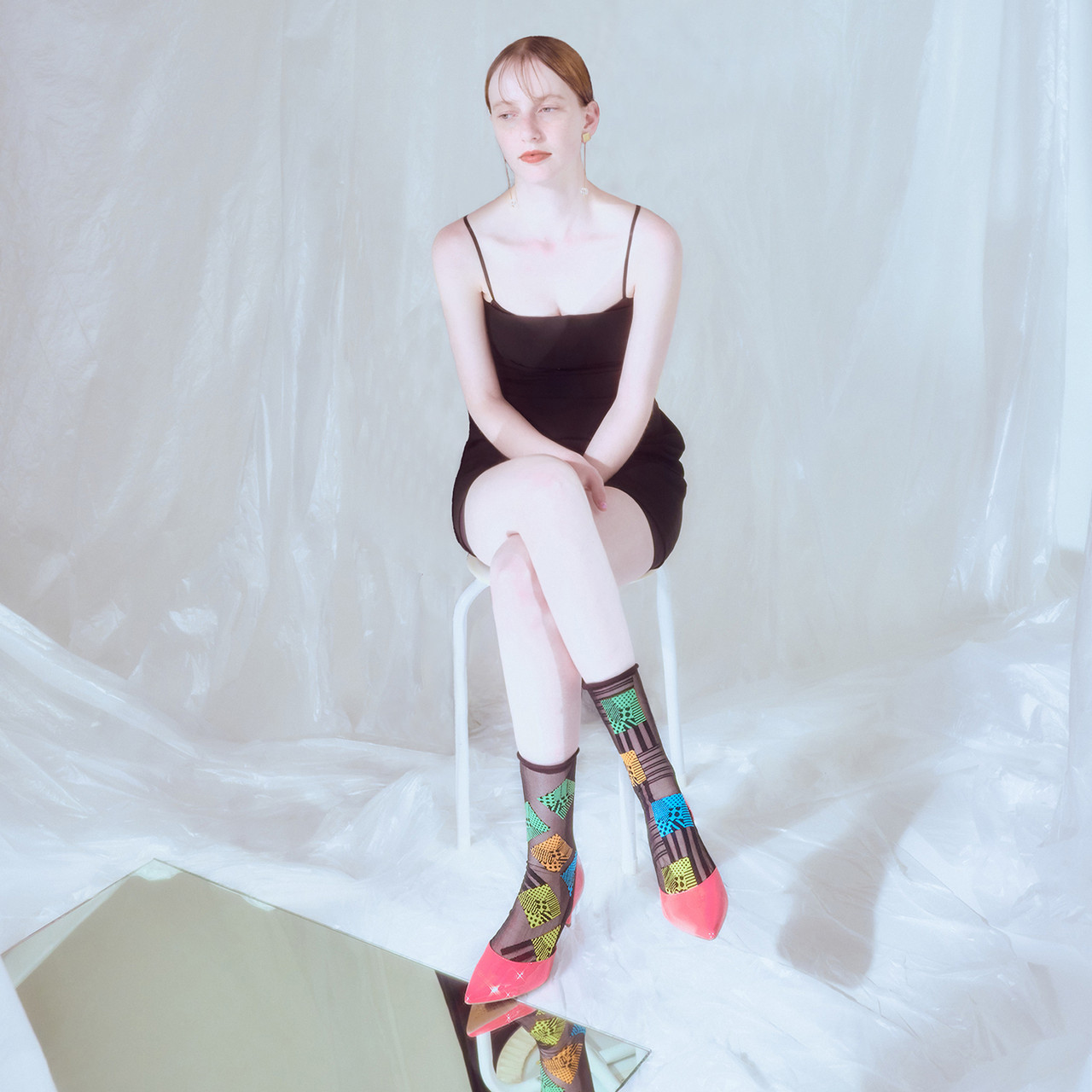 Black & Neon Cube Tulle Socks, 2nd Palette, tomfoolery