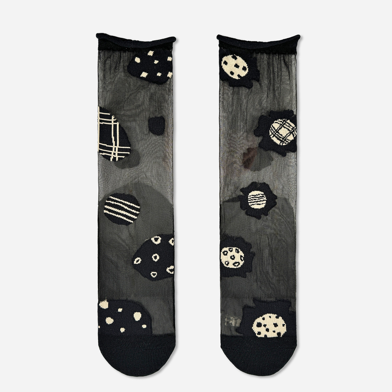 Black & Ivory Pattern Tulle Socks, 2nd Palette, tomfoolery