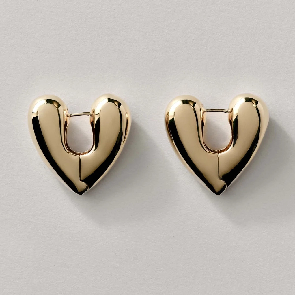 Large Gold Heart Hinge Hoops, Annika Inez, tomfoolery