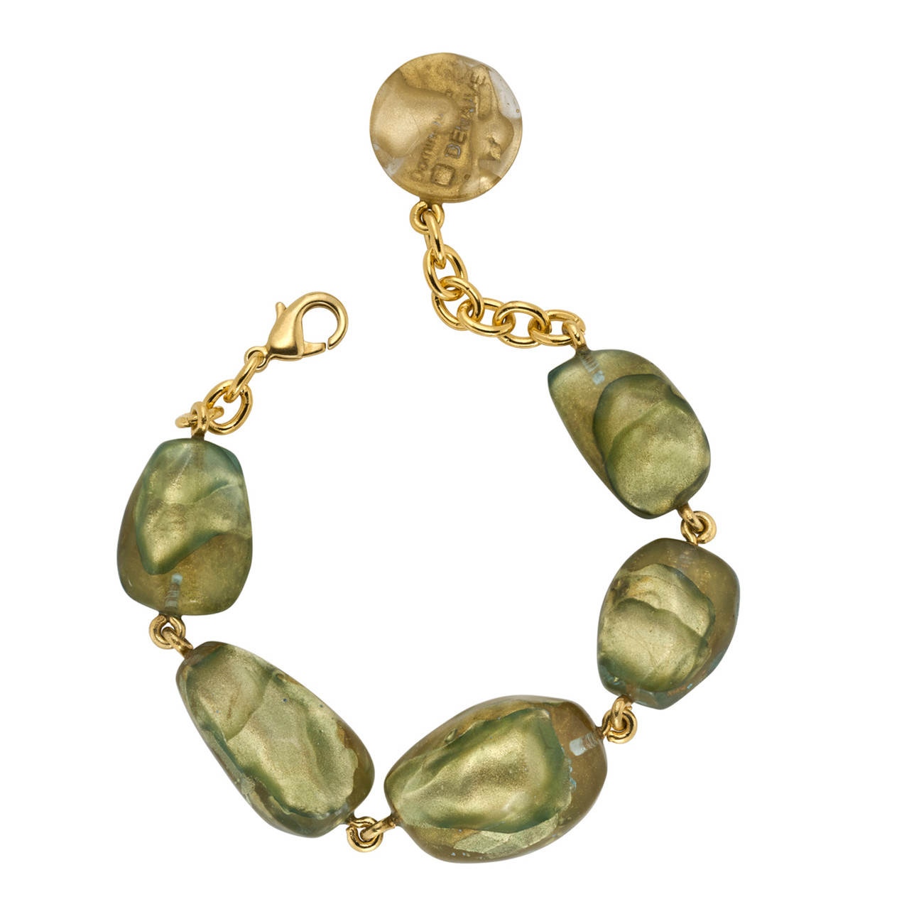 Thais Olive Green Resin Statement Bracelet, Dominique Denaive, tomfoolery