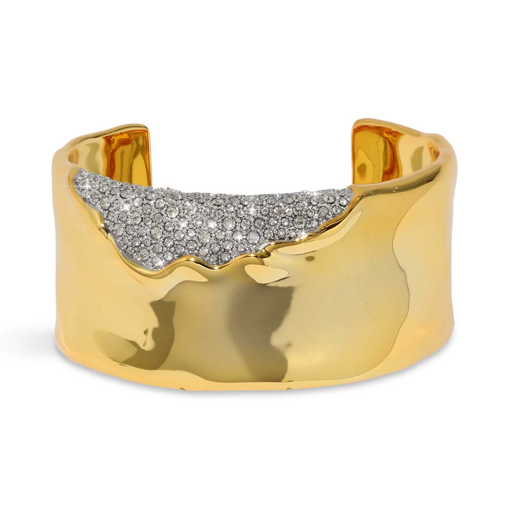 Solanales Wide Gold Crystal Cuff Bracelet, Alexis Bittar, tomfoolery