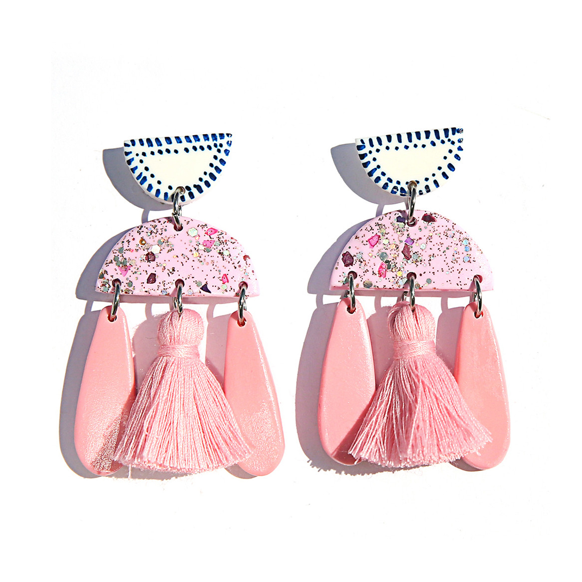 Pink Tassle Drop Earrings, Kingston, tomfoolery