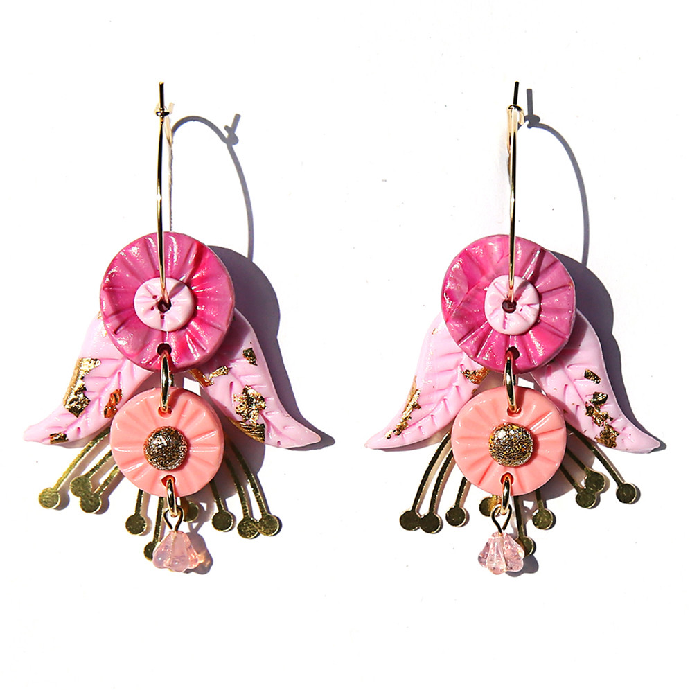 Pink Cherry Blossom Hoop Earrings, Kingston, tomfoolery