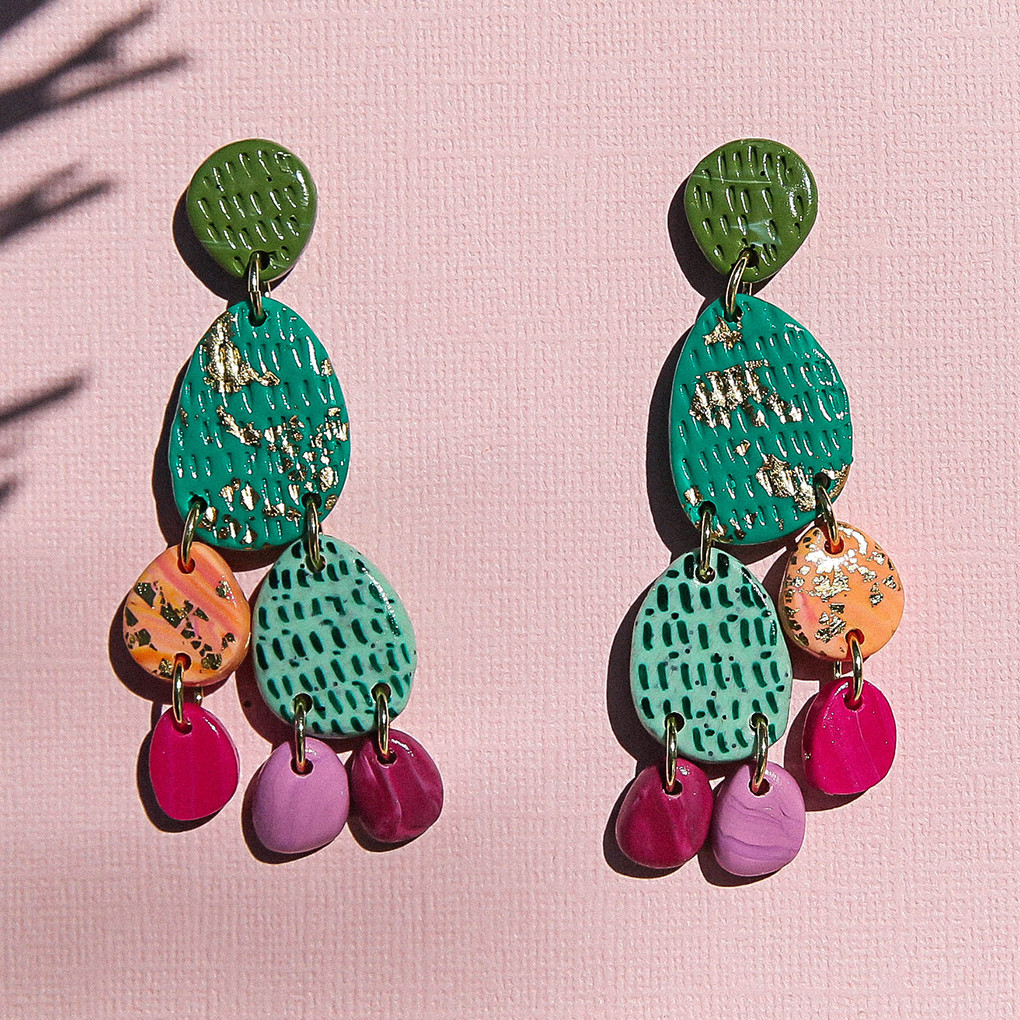 Green Cactus Drop Earrings, Kingston, tomfoolery