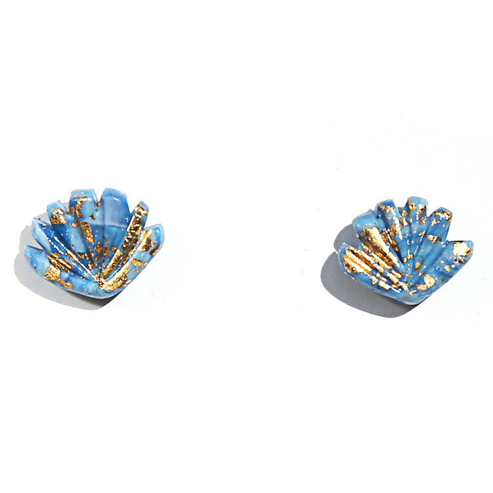 Blue & Gold Shell Studs, Kingston, tomfoolery