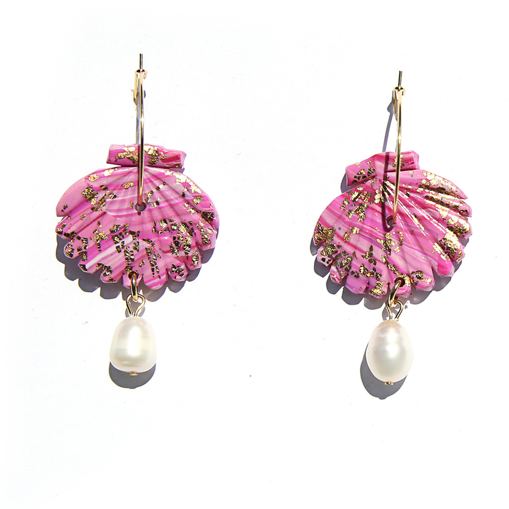 Pink Shell Hoop Earrings, Kingston, tomfoolery