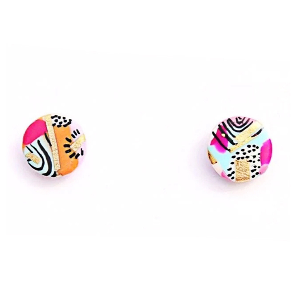 Pink Hand-painted Studs, Kingston, tomfoolery