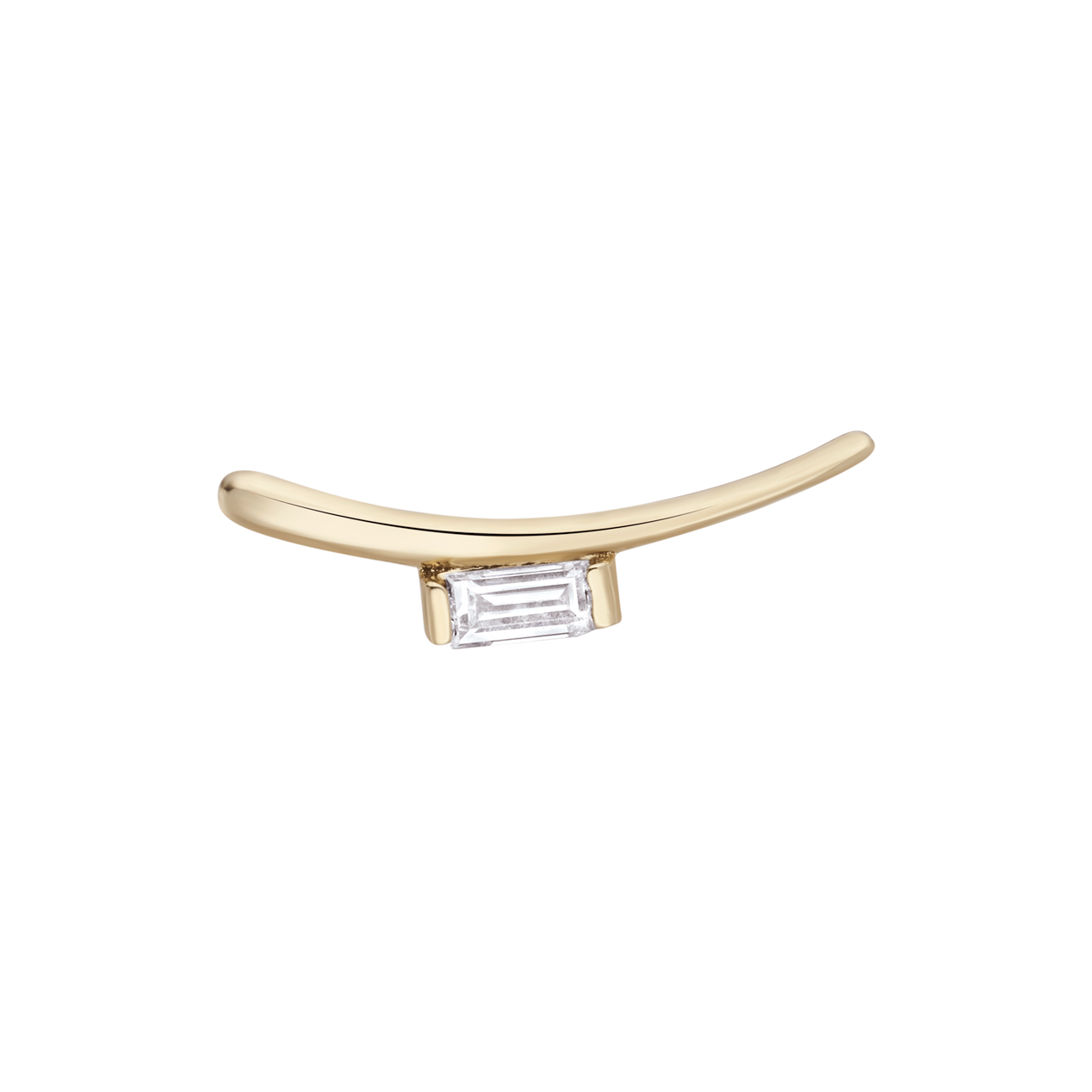 Balance Baguette Diamond Curved Stud, metier by tomfoolery