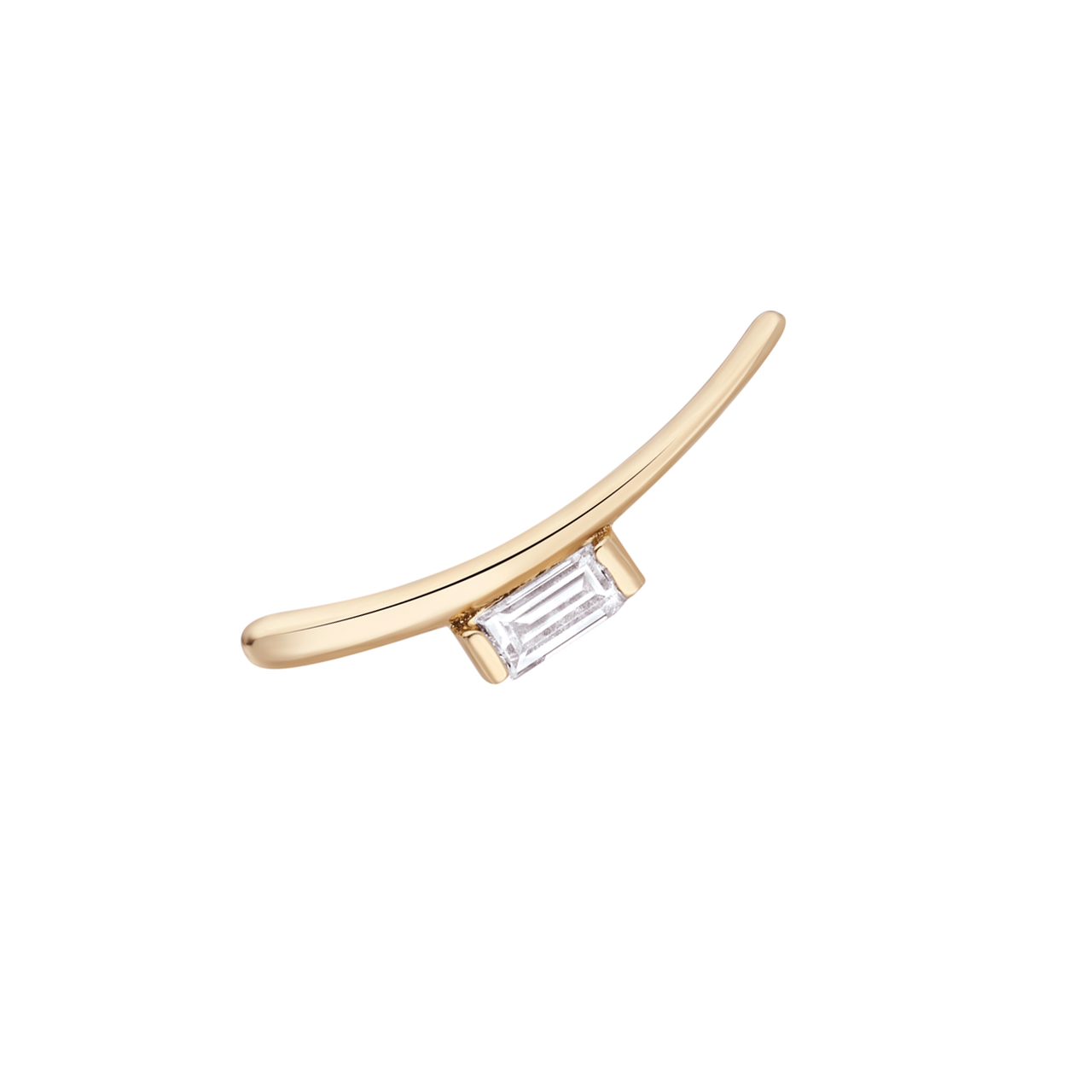 Balance Baguette Diamond Curved Stud, metier by tomfoolery