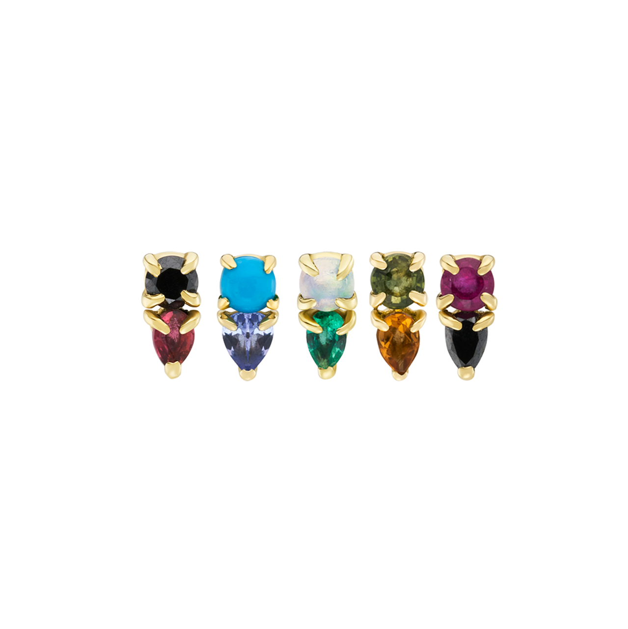 Multi Claw Duo Gemstone Stud, metier by tomfoolery