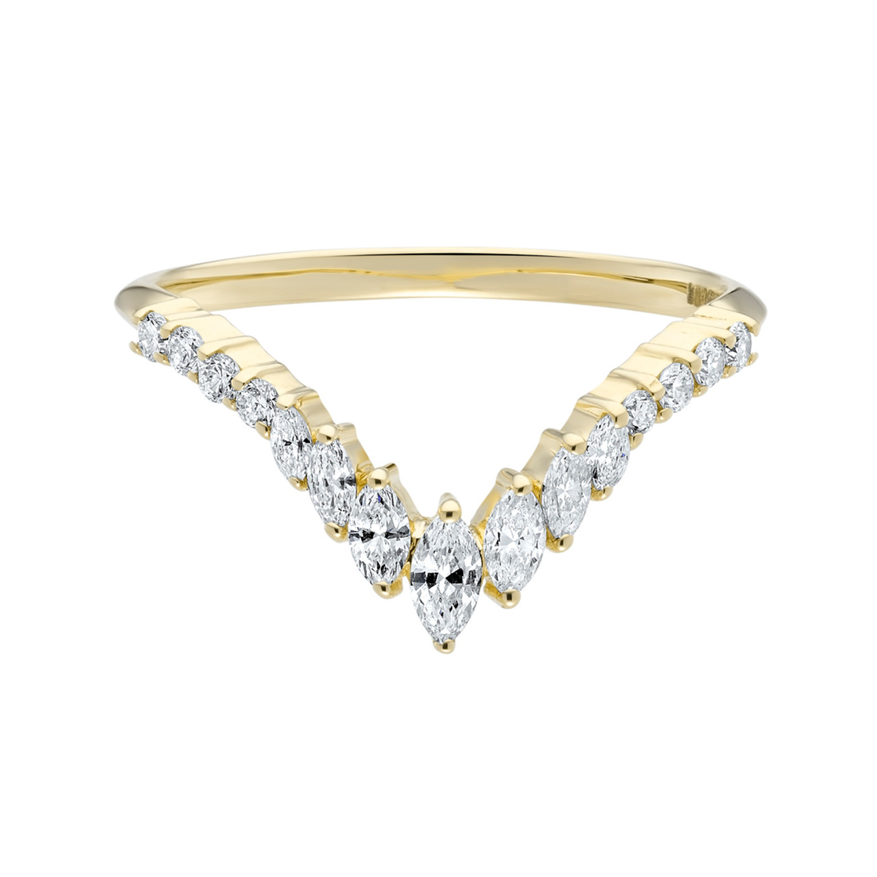 Deep V Tapered Marquise Diamond Band, tf House - Bands, tomfoolery