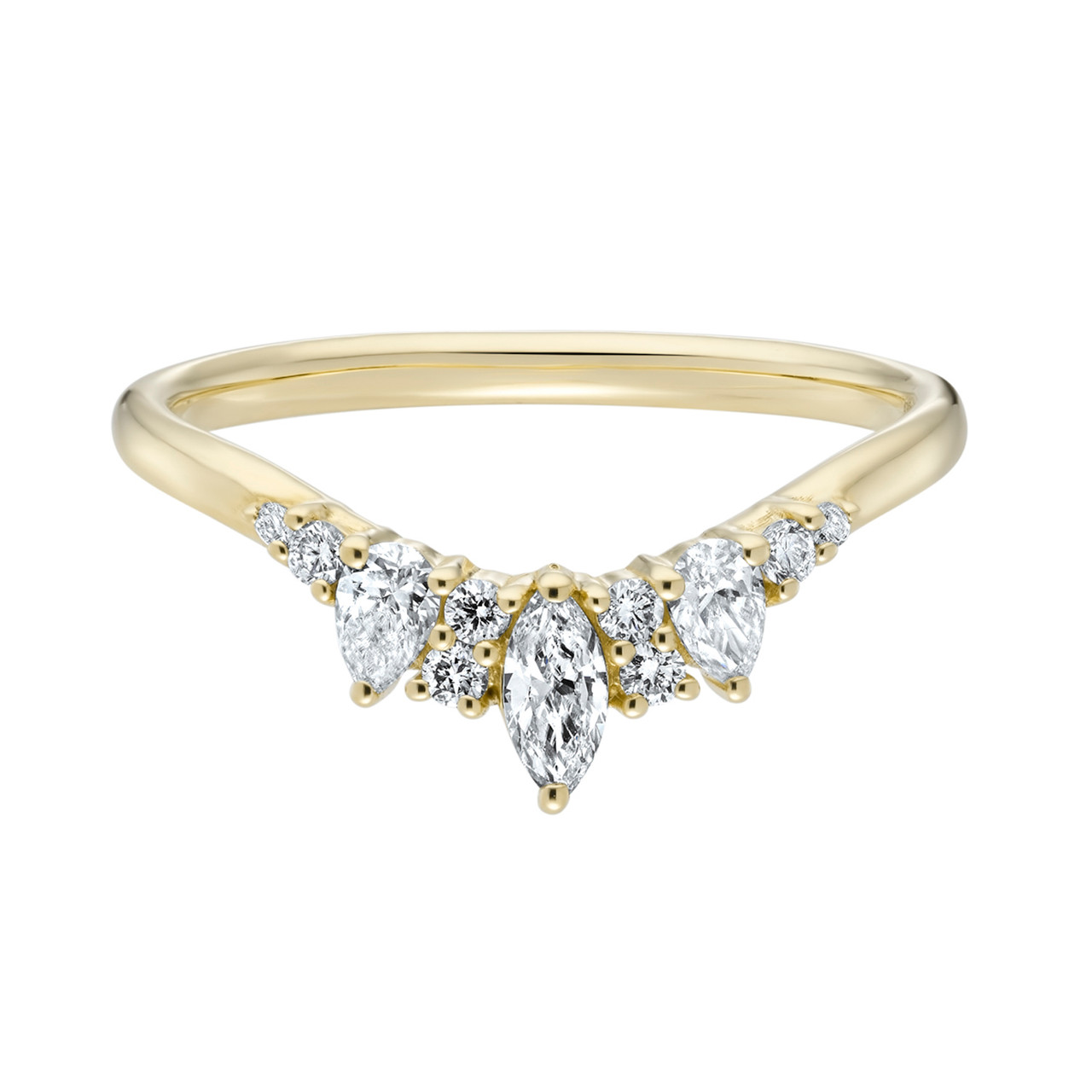 Marquise and Pear Diamond Arched Band, tf House - Bands, tomfoolery